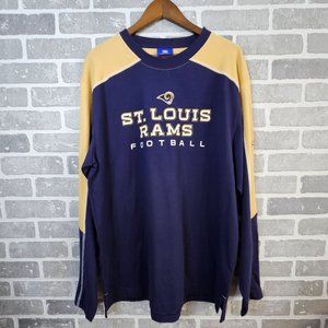 St. Louis Rams Shirt Men's‎ Large Blue Gold Long Sleeve NFL Reebok Pullover